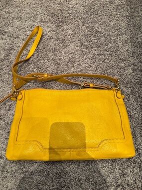 Yellow Leather Crossbody Bag - Sleek Everyday Shoulder Bag
